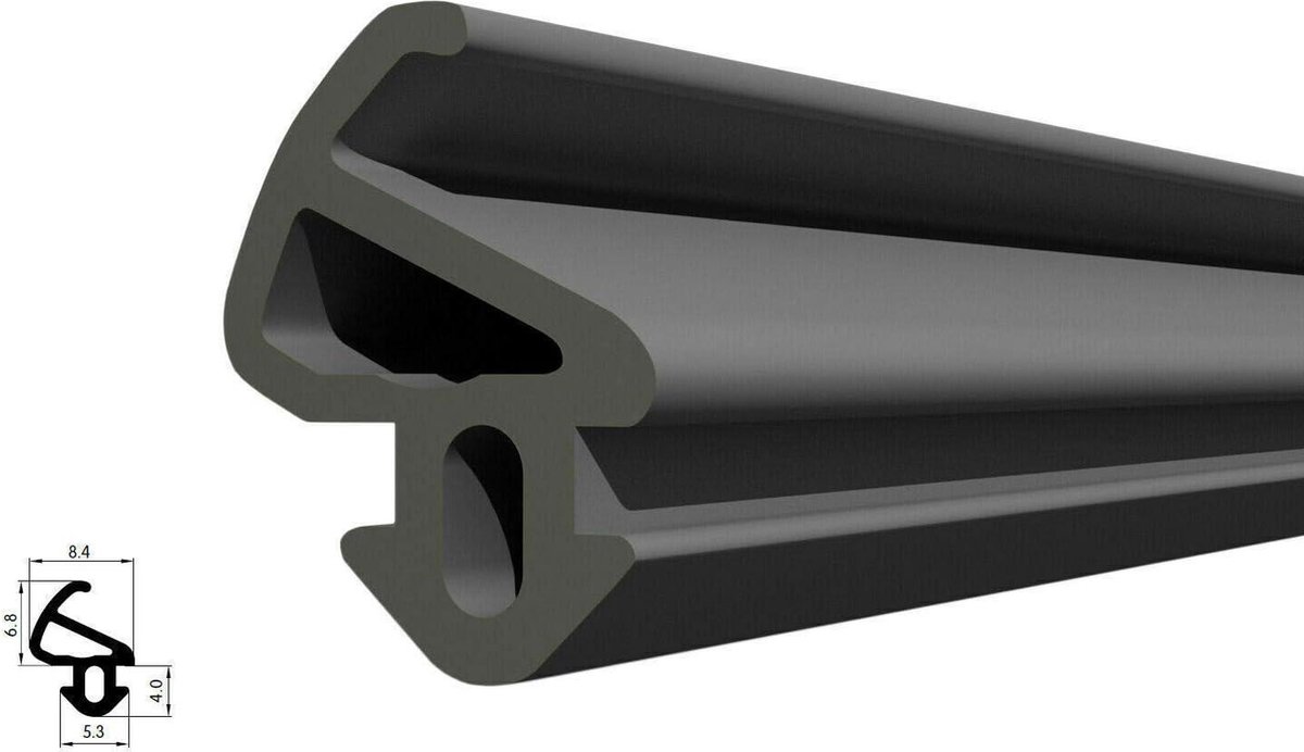 DQ-PP Deurafdichting Zwart 20 Meter - Technisch Rubber STD-05, Sponningbreedte 12 Mm, Groefbreedte 4 Mm