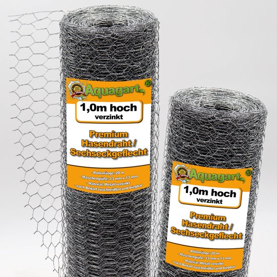 20 M Grillage Poulailler Maille Hexagonale Aquagart – Neuf, Pour Enclos