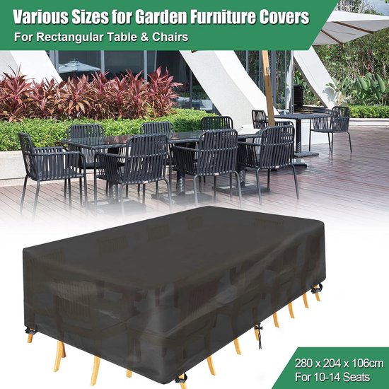 OUTTDID Tuinstoelhoes, waterdicht, hoes voor stapelstoelen, winterbestendig, 600D Oxford-weefsel, winddicht, anti-uv beschermhoes voor tuinstoel met ventilatieopeningen, 71 x 91 x 80/120 cm