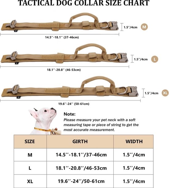 Collier tactique pour chien avec poignée réglable pour Chiens de taille moyenne et grande