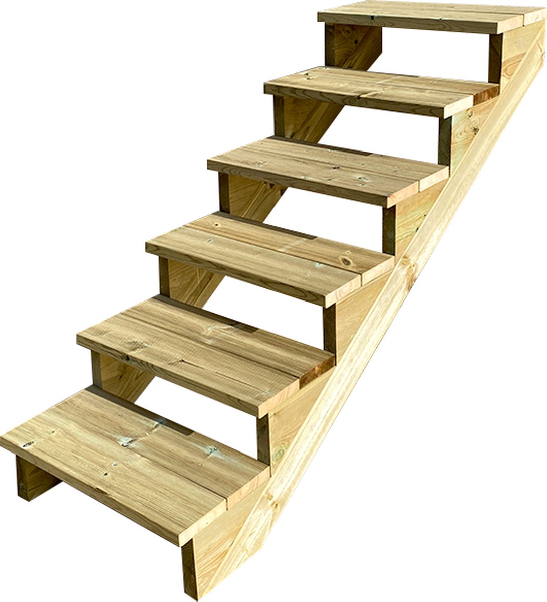 BERLIN Houten Buitentrap - 6 Open Treden 105 cm Hoog - 80 cm Breed