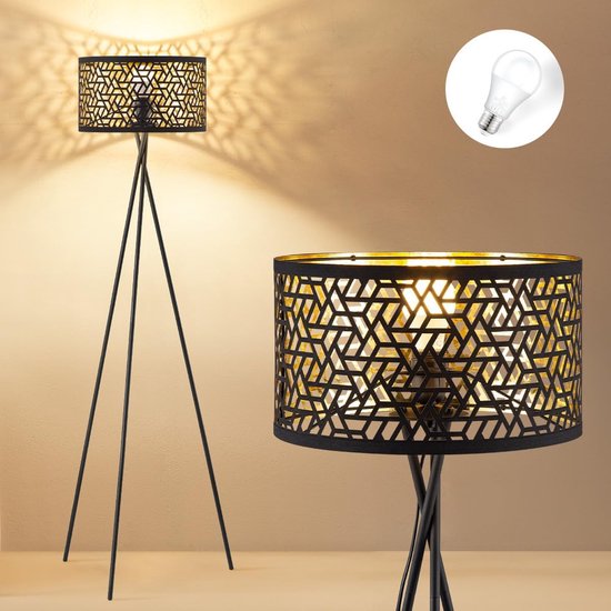 Moderne zwarte vloerlamp met 2 richtbare spots
