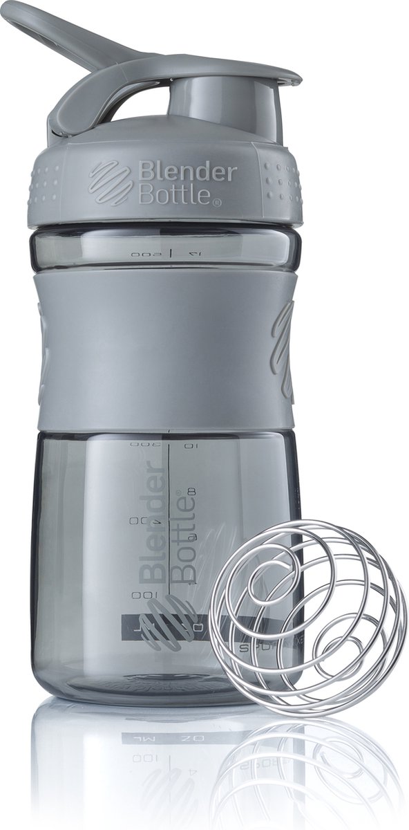 BlenderBottle | SportMixer | Tritan Grip | Eiwitshaker | Bidon | Shaker | 590 ML | Pebble grey  - Steen grijs.  Je shake zonder klonten en de shaker lekt niet.