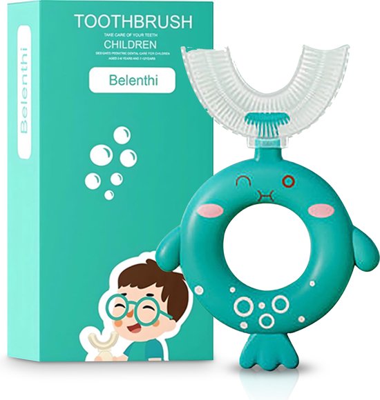 Tandenborstel kind-Handtandenborstel voor kinderen-2 tot 12 jaar-Zachte silliconen-Baby tandenborstel-Tandenborstel baby en peuter - U-Vormig - 360 graden-Bijtringen-peutertandenborstel-U vorm