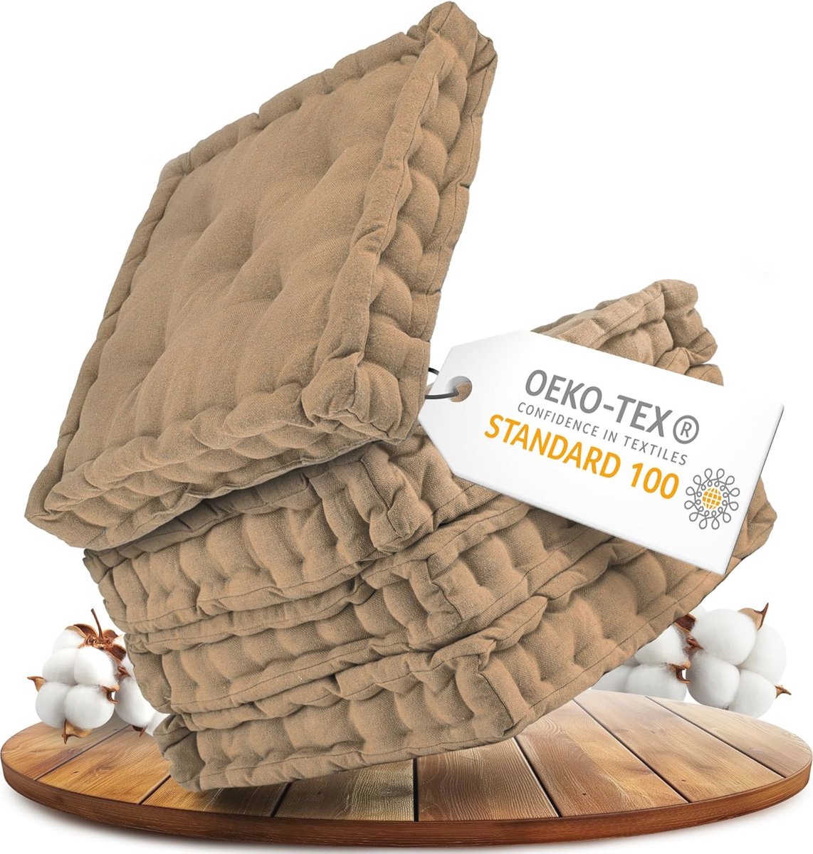 Set van 4 comfortabele zitkussens 40 x 40 cm - Stoelkussens voor binnen en buiten