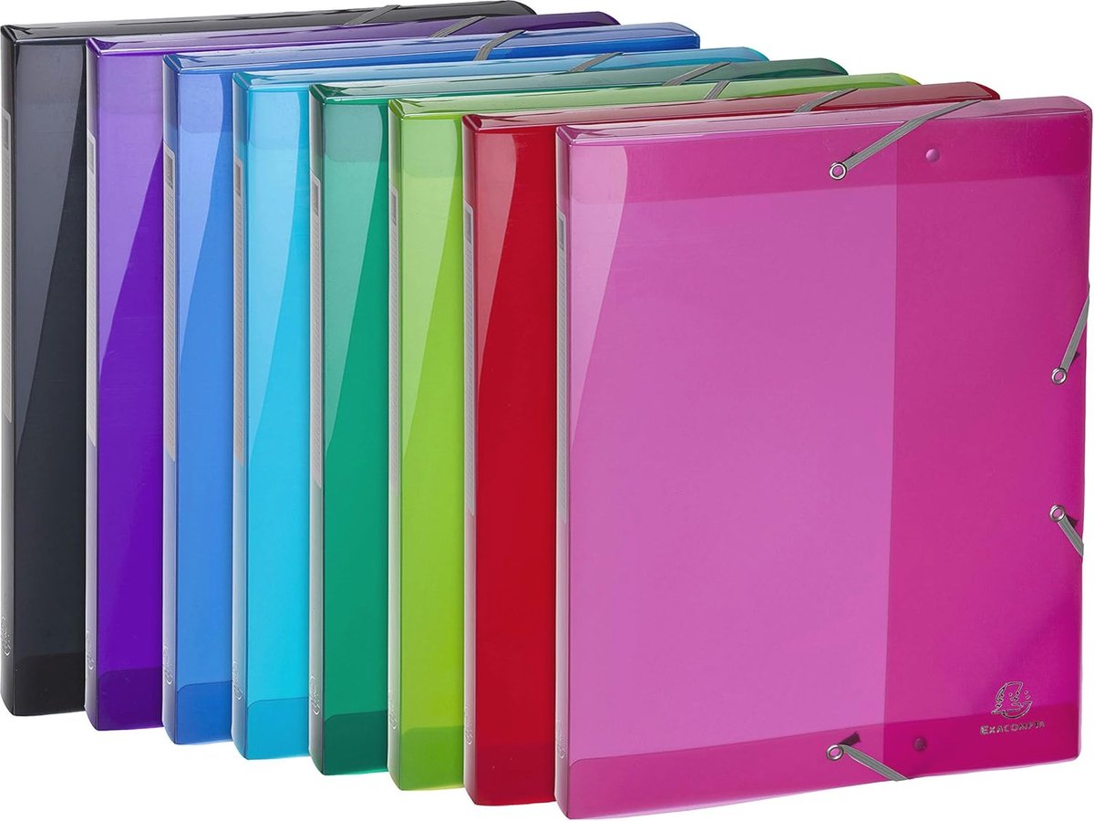 Elastische Archiefdozen voor A4-documenten - 25mm rug - Pack van 8 - Diverse Kleuren