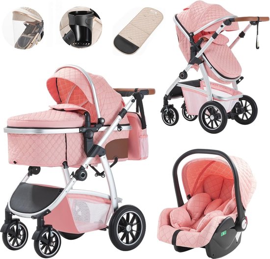 Kinderwagen Tweerichtings Kaëru Kinderwagen - Tweerichtings, Lichtgewicht Aluminium, Schokdempende PU Banden, Max 25 Kg Lichtgewicht Kinderwagen