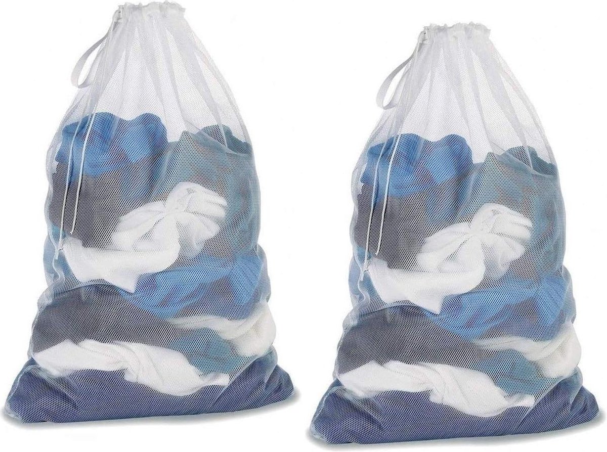 Goedkoopste Waszak met trekkoord 60 x 90 cm voor bovenkleding - Wasnet voor lingerie sokken panty's - Set van 2 waszakken