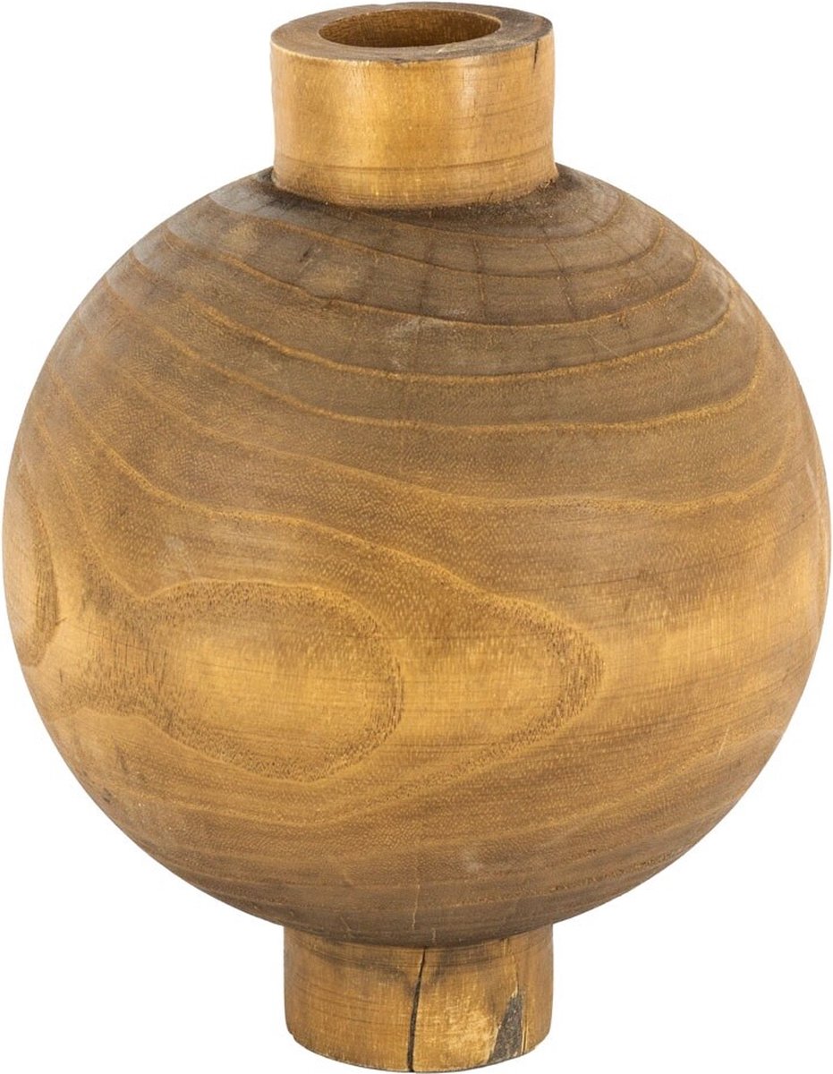 homebound by ky Houten ronde vaas walnut | bloemenvaas Naturel