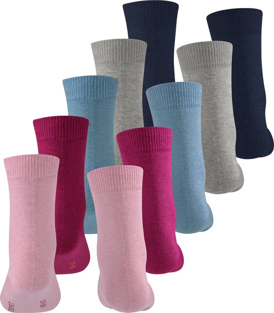 Tien paar enkellange sokken met Esprit-logo, in roze, fuchsia, blauw, grijs en donkerblauw.