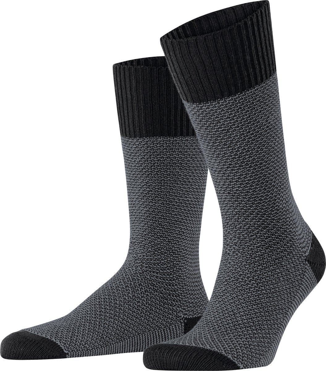 Esprit Cozy Piqué Boot gedessineerd katoen wol sokken heren zwart - maat 43-46