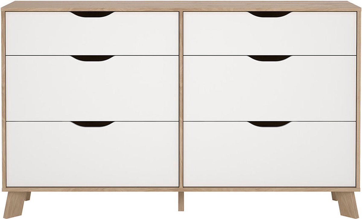 Tvilum Ikast kommode 6 lades eiken decor, wit.