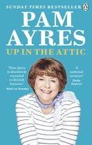 Pam Ayres met een blauw-wit gestreepte trui en een lichte sjaal, met citaten van de Sunday Times en Daily Express.