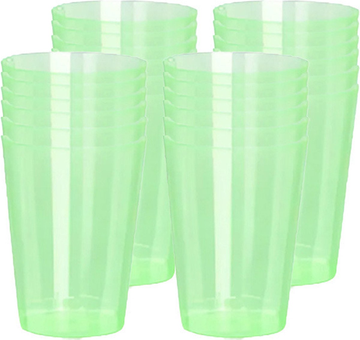 Excellent Houseware Beker - 24x - groen - kunststof - 280ml - herbruikbaar glas