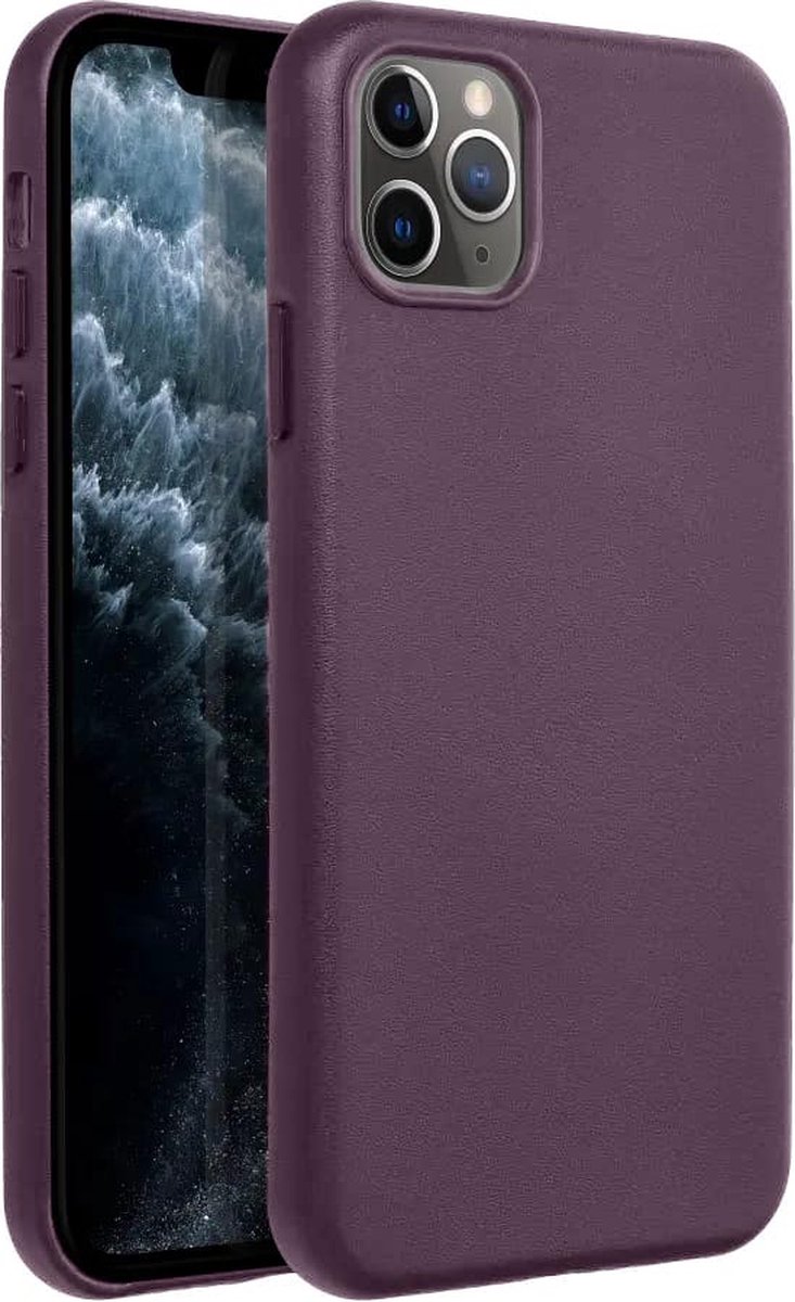 Casify Leren Hoesje geschikt voor MagSafe iPhone 11 Pro Max Hoesje - Donkerpaars