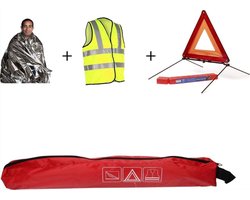 *** Auto-3 delige veiligheidsset voor op en langs de weg veiligheidsset -Isolatiedeken - Gevaren driehoek en Veiligheids hesje Auto Vakantie Veilig Onderweg van Heble® ***