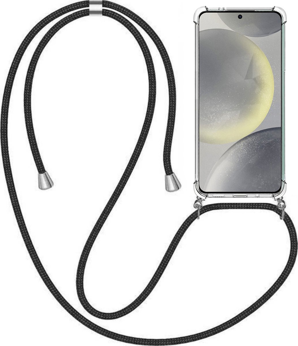 Telefoonhoesje Geschikt voor Samsung Galaxy S24 met Koord en Stootrand - TPU Backcover Shockproof met Lanyard - Smartphonica geschikt voor Samsung Galaxy S24
