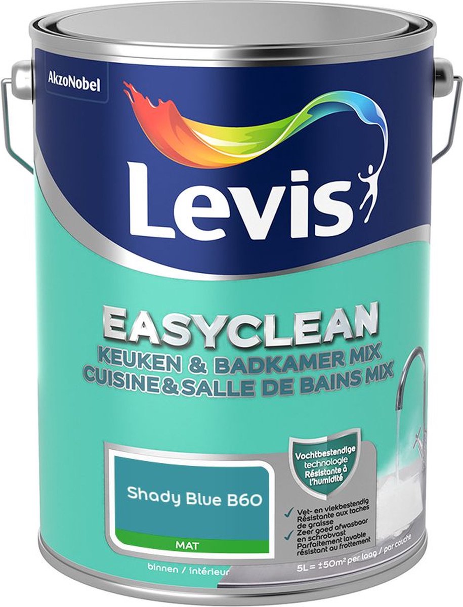 Levis - Easyclean Keuken & Badkamer Mix - Shady Blue B60 - Mengverf - 5 L