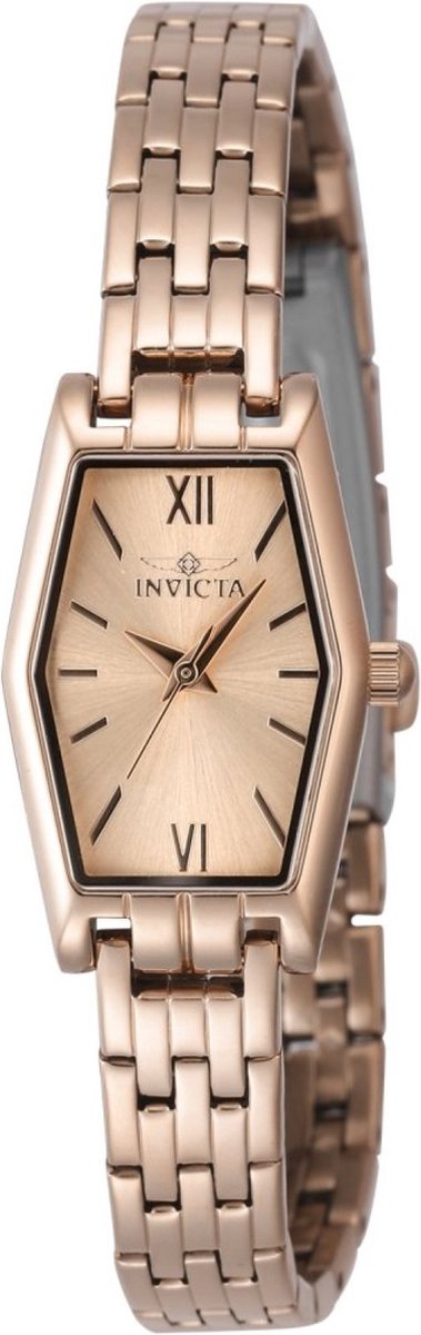 Invicta Angel 48129 Dames Horloge - Waterdicht - Analoog - Quartz Uurwerk - Roestvrij Staal met rosegouden Wijzerplaat - 20mm