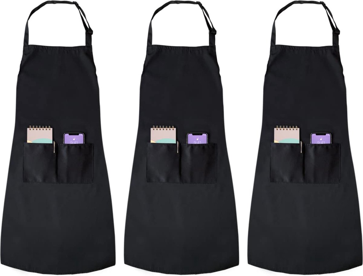 La'Moussawi ® Stijlvol en Praktisch Koks- en Keukenschort met Verstelbare Band en Voorzakken voor Dagelijks Gebruik