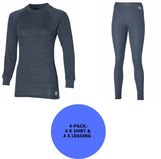 Heatkeeper - Thermo broek/shirt dames - Set - Maat M - Antraciet - 4 x broek/shirt - 4-Pack
