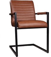Bol.com Eetkamerstoel met armleuning cognac Noor industrieel design eetstoel aanbieding