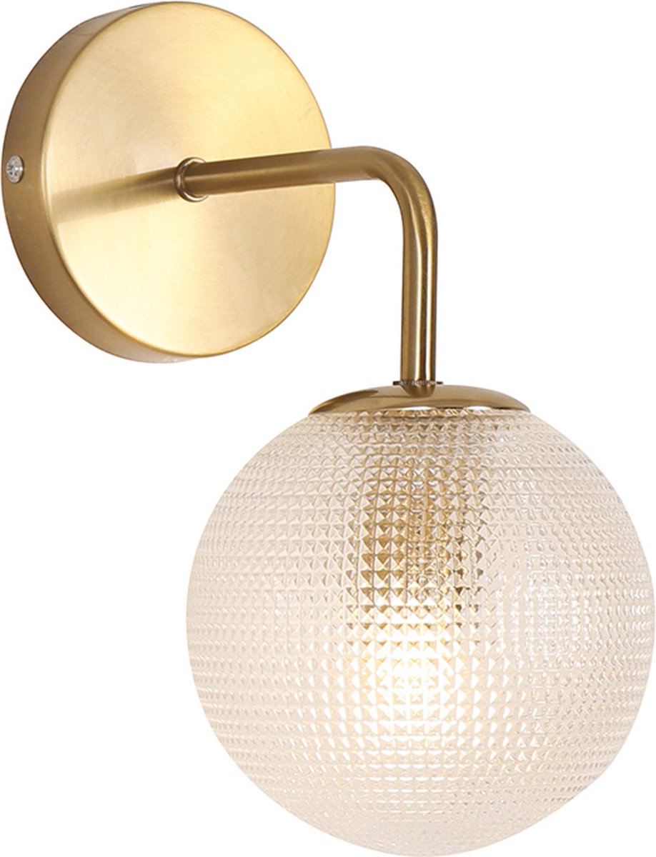 Olucia - JOHNSON - Wandlamp - Transparant / Messing - Vorm: Rond