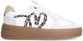 Manfield - Femme - Baskets en cuir Witte détails léopard - Taille 40