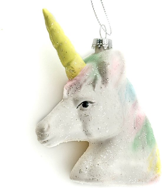 Pendentif boule de Noël licorne pastel