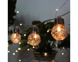 RexTech Lichtsnoer buiten 'Diamond' - 5 meter - Solar tuinverlichting - Warm wit licht - 20 lampen - Buitenlampen op zonne-energie
