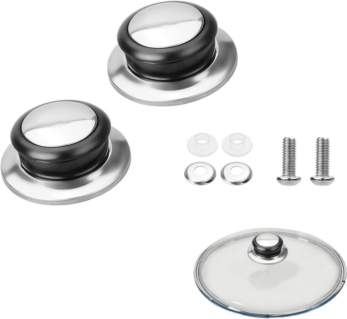Universele Potdekselknoppen Set (2 stuks) - Hittebestendig Bakeliet Handvat voor Pannendek