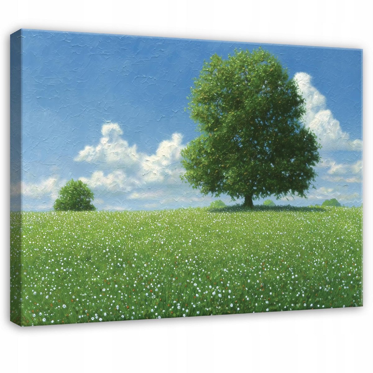 WALLARENA Schilderij op canvas - 60x40 cm - afbeelding van een weide met bomen en natuur - Geschikt voor slaapkamer, woonkamer, keuken Veelkleurig