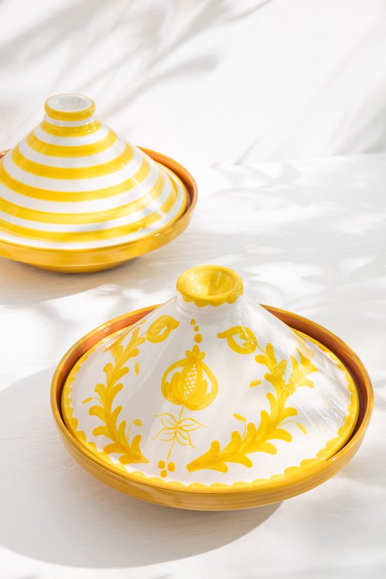 J-Line tajine Granada - céramique - blanc/jaune