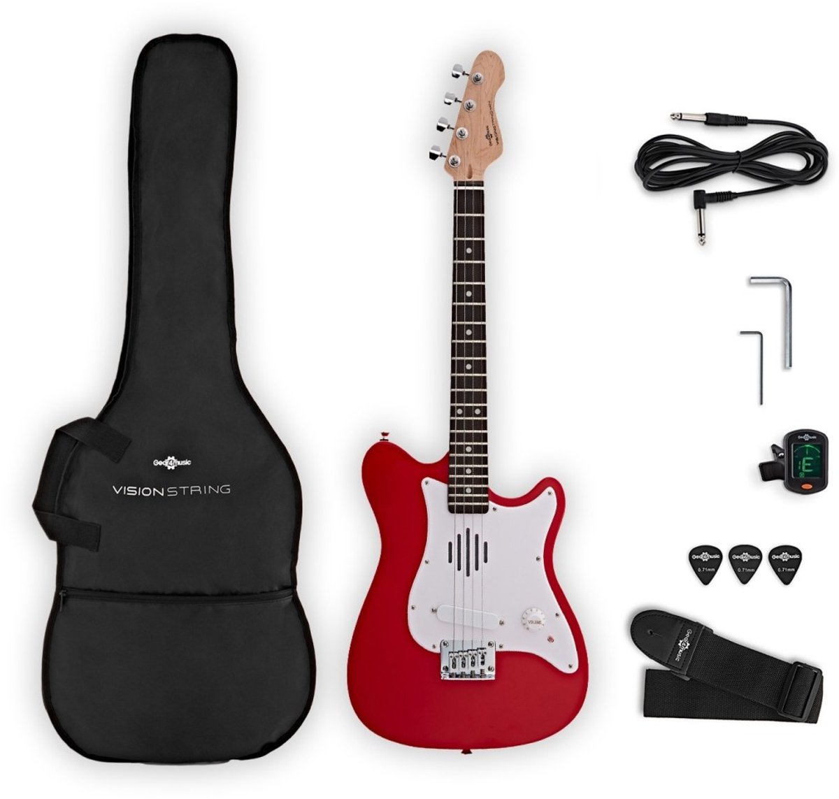 VISIONSTRING Mini elektrische gitaar met ingebouwde luidspeaker, rood