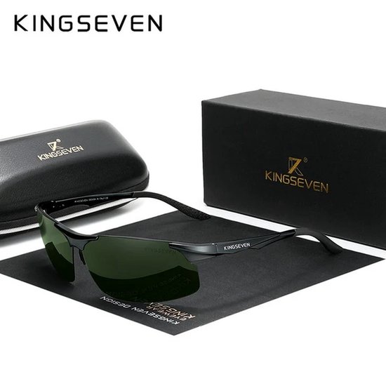 KINGSEVEN 9126 Sportzonnebril - Zwart Frame met Donkere Lenzen & Luxe Verpakking