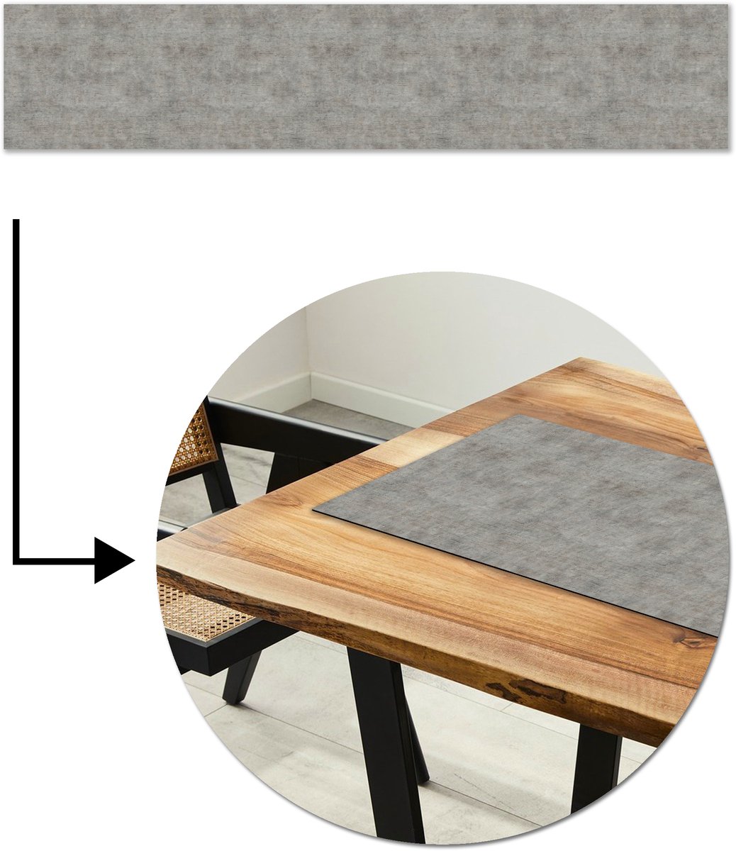 Tafelloper 200x40 cm - Tafelmat vinyl Beton - Muur - Patronen - Tafeldecoratie - Tafelversiering - Keuken decoratie - Tafel versiering