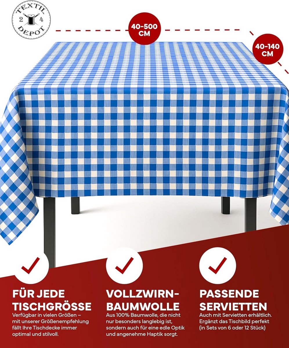 Rood-wit geruite tafel loper 30 x 180 cm 100% katoen