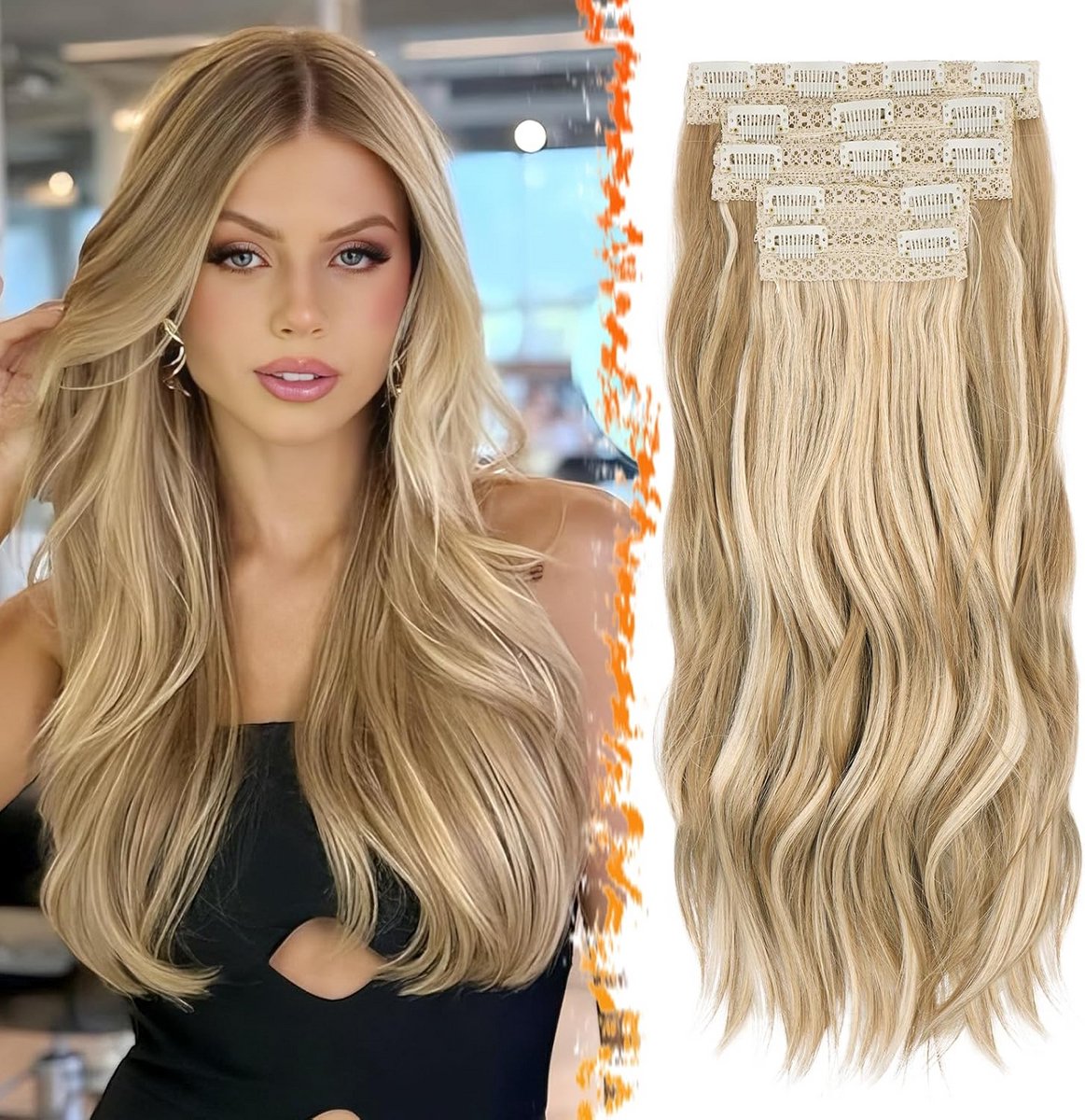 Golvende Clip-in Haarverlenging 50cm - 5 Delige Set Blond