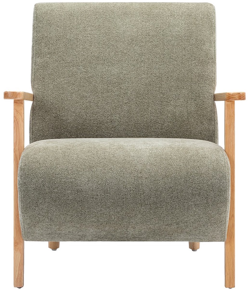 Vente-unique Fauteuil van groene stof en hout JULOMO