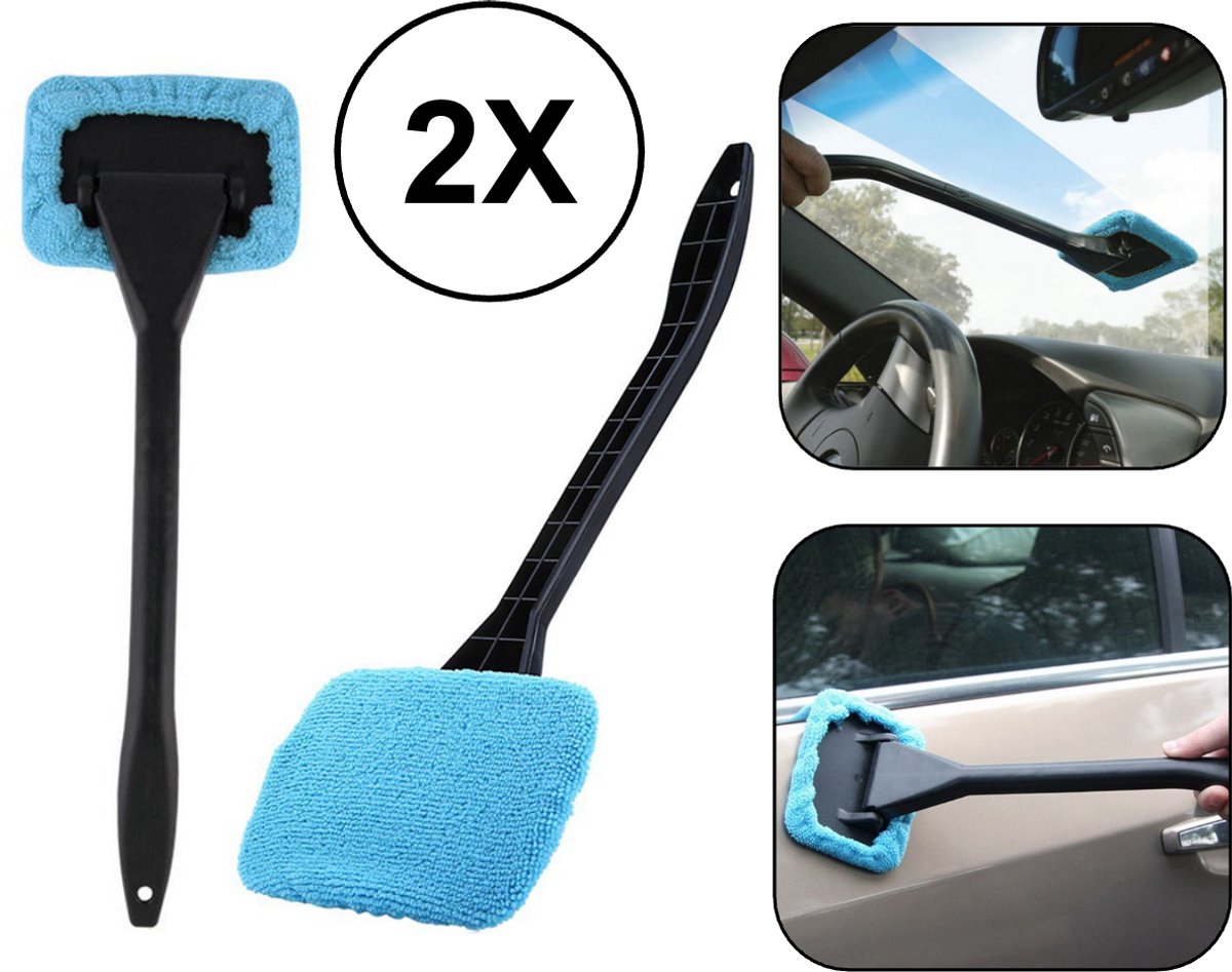 2x PD® Raamwisser - Raamwasser - Raamtrekker - Raamwisser Auto - Microvezeldoek - Anti Condens - Wisser voor Condens op Ruiten / Ramen.