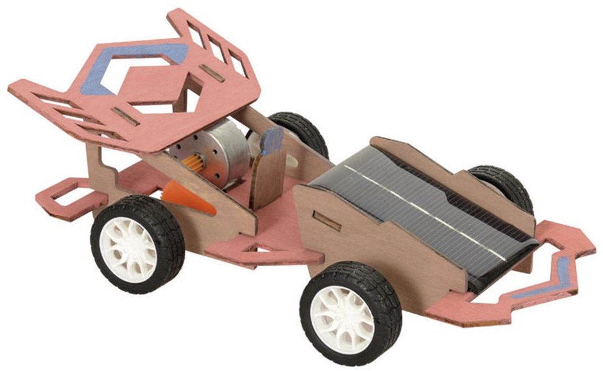 Egmont Toys houten raceauto speelgoed met zonnepaneel 18x10x6 cm duurzaam.