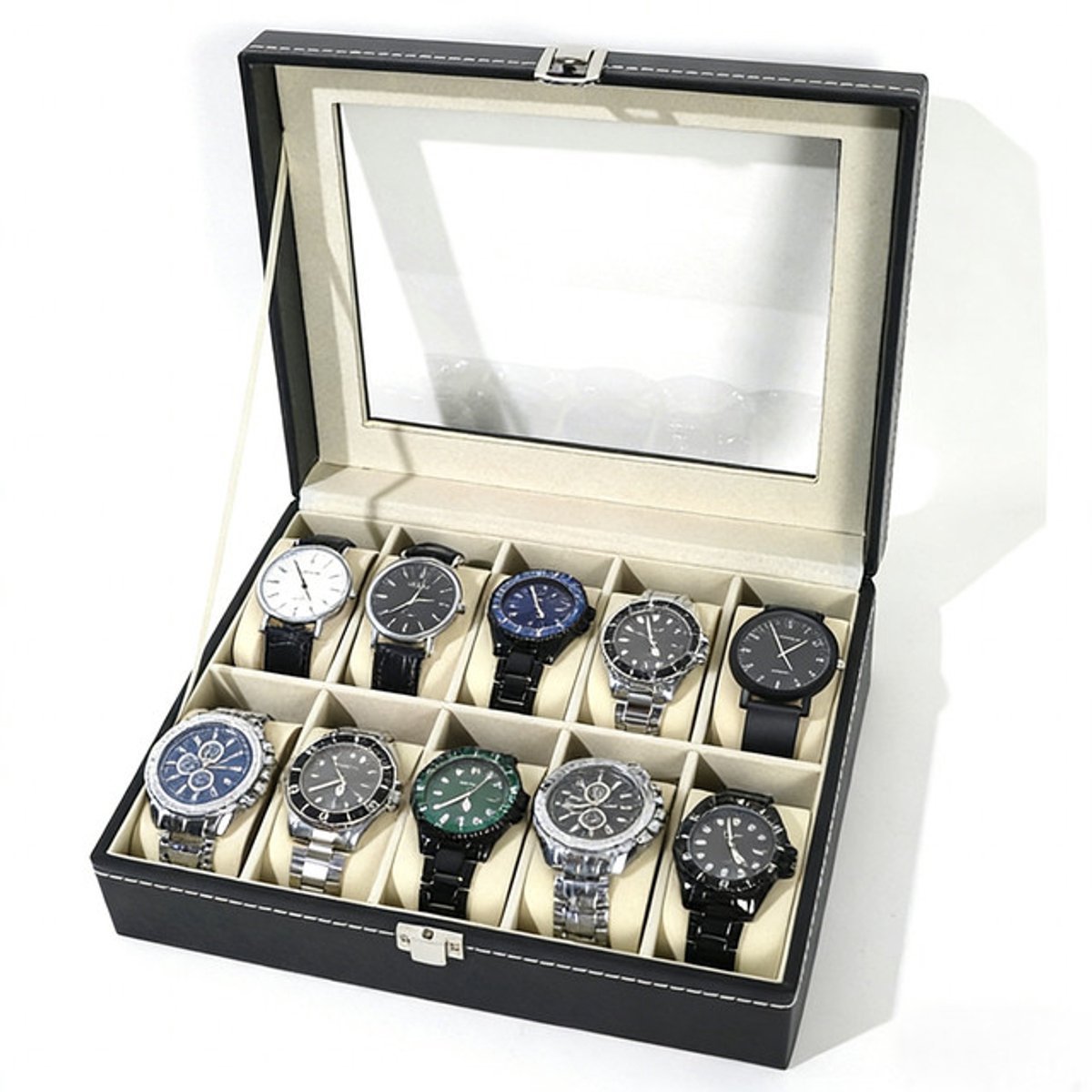 Sieradendoos - Horloge doos - Sieradendoos voor volwassenen - Horlogedoos heren - 1-laags plankje passen 10 horloges