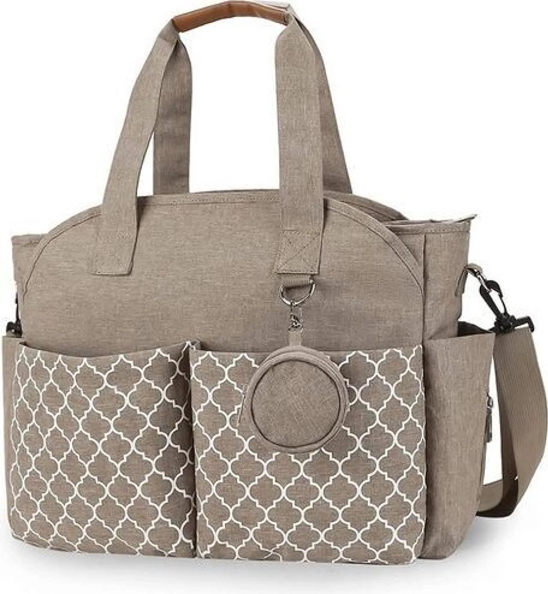 Schoudertas, opbergtas, luiertas, opbergtas voor de kinderwagen, schoudertas - kaki