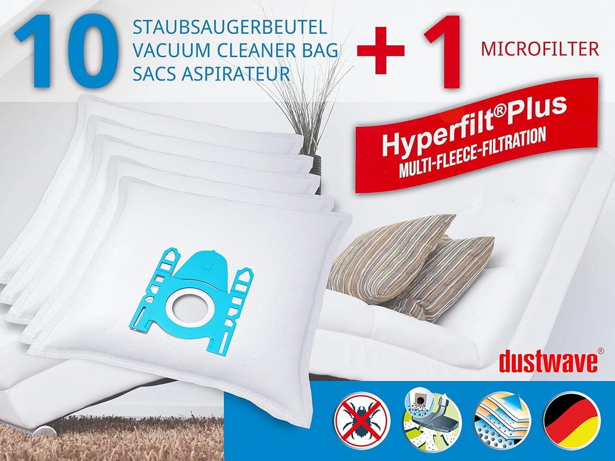 10 Stofzuigerzakken Geschikt voor AquaPur SIE 620 - Microvlies met Hygiënesluiting