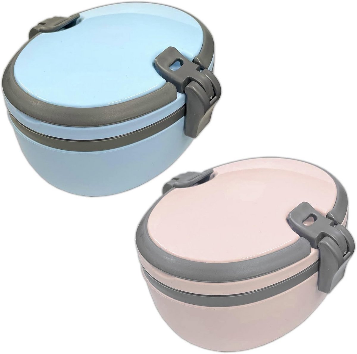 Set van 2 Broodtrommels met 4 Vakken - Lunchbox en Snackdoos - Paars en Roze