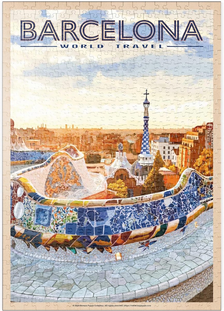 Legpuzzel Barcelona Park Güell - Mozaïek Puzzel Reisposter Puzzel - Ontspannen Tijdverdrijf - Hoge Resolutie Print - 500 Stukjes - Multicolor