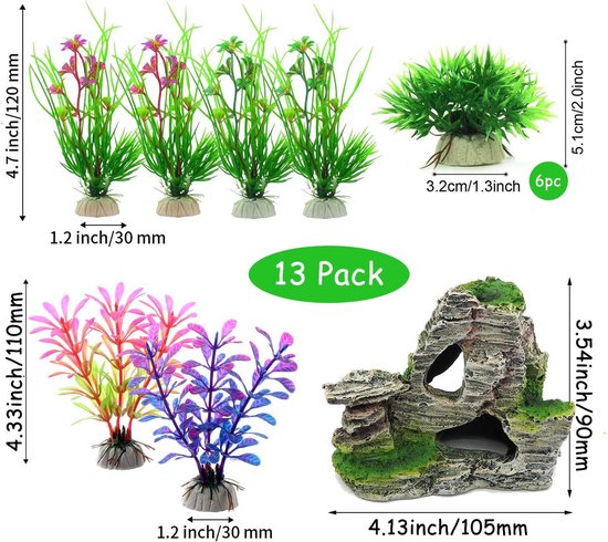 36 Stuks Kunststof Waterplanten Decoratie Aquarium Kunststof Planten