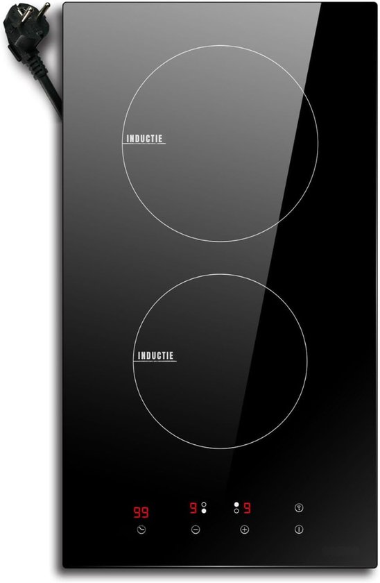 Aurixi® Elektrische Kookplaat 2 Pits - Elektrische Fornuis - Elektrische Kookplaat Vrijstaand - 2 Kookplaten 30 cm - Kinderslot - Zwart -52 cm x 29 cm x 6 cm