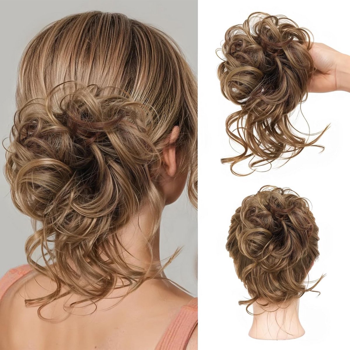 Rommelig Haarstukje Krullen Synthetische Kapsel Updo Scrunchie voor Dames