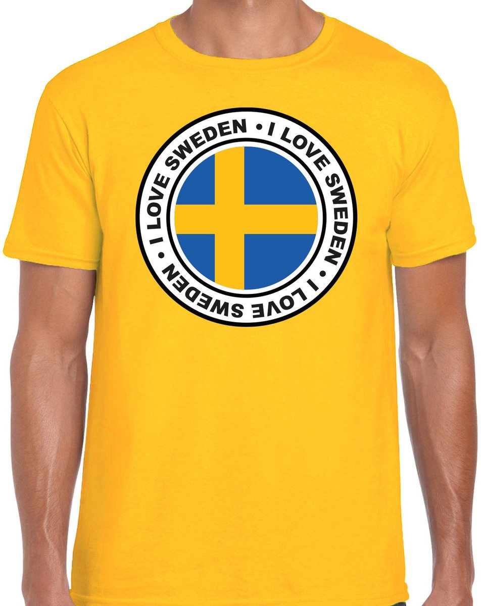 Bellatio Decorations Verkleed T-shirt voor heren - I love Zweden - geel - voetbal supporter - themafeest S